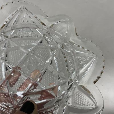 -89- Clear Glass with Gold Touches | Covered Butter Dish