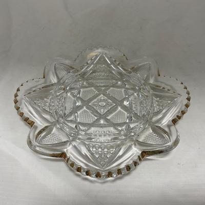 -89- Clear Glass with Gold Touches | Covered Butter Dish
