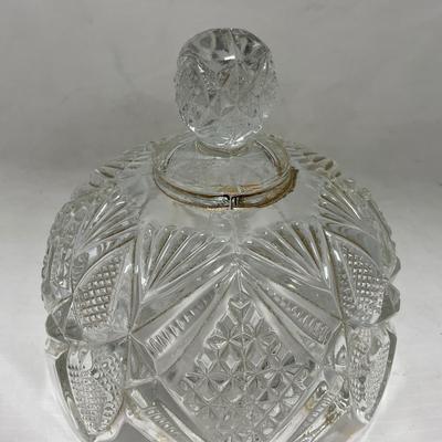 -89- Clear Glass with Gold Touches | Covered Butter Dish