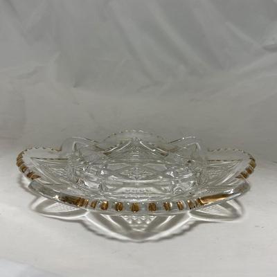 -89- Clear Glass with Gold Touches | Covered Butter Dish
