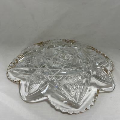 -89- Clear Glass with Gold Touches | Covered Butter Dish