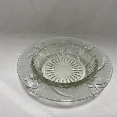 -90- Clear Glass | Flower Details | Covered Butter Dish