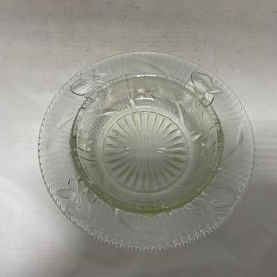 -90- Clear Glass | Flower Details | Covered Butter Dish