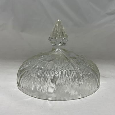 -90- Clear Glass | Flower Details | Covered Butter Dish