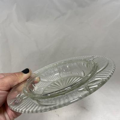 -90- Clear Glass | Flower Details | Covered Butter Dish