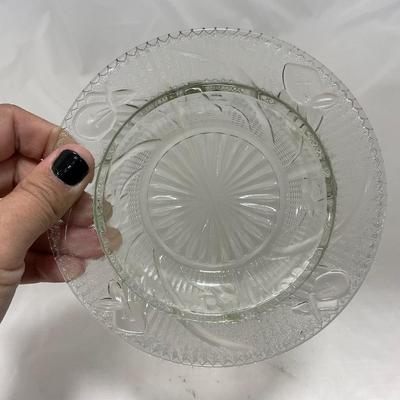 -90- Clear Glass | Flower Details | Covered Butter Dish