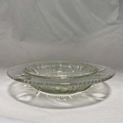 -90- Clear Glass | Flower Details | Covered Butter Dish