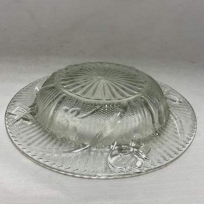 -90- Clear Glass | Flower Details | Covered Butter Dish