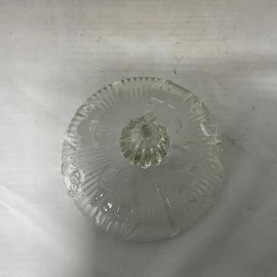 -90- Clear Glass | Flower Details | Covered Butter Dish