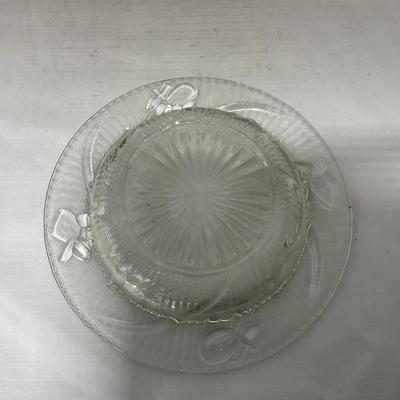 -90- Clear Glass | Flower Details | Covered Butter Dish