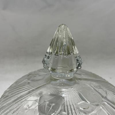 -90- Clear Glass | Flower Details | Covered Butter Dish