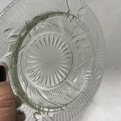 -90- Clear Glass | Flower Details | Covered Butter Dish