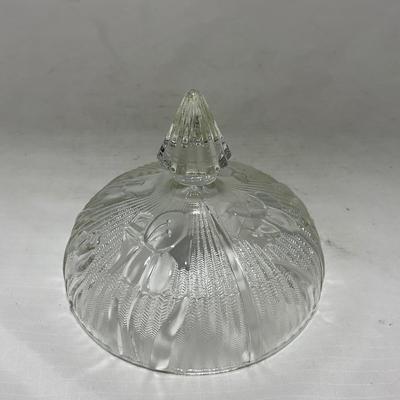 -90- Clear Glass | Flower Details | Covered Butter Dish