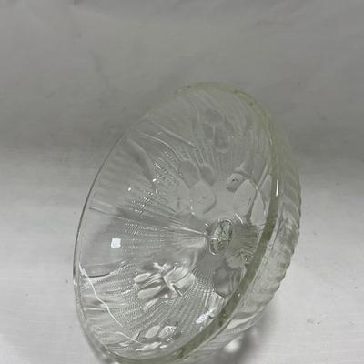 -90- Clear Glass | Flower Details | Covered Butter Dish