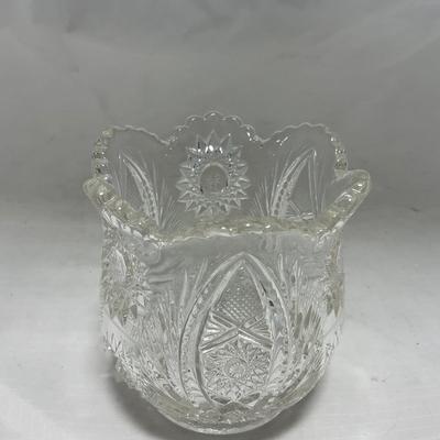 -91- Clear Cut Glass | Sugar & Creamer Set