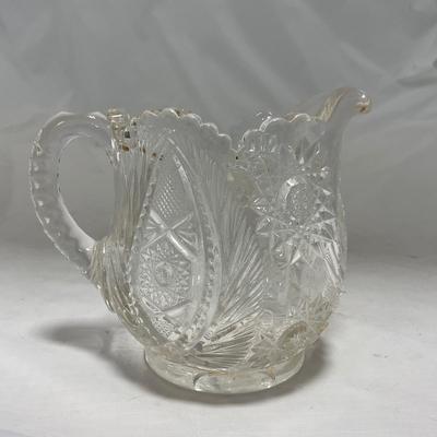 -91- Clear Cut Glass | Sugar & Creamer Set
