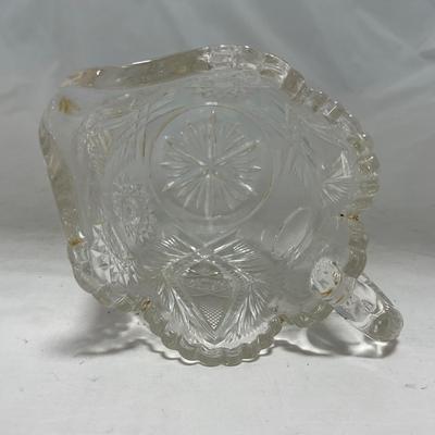 -91- Clear Cut Glass | Sugar & Creamer Set