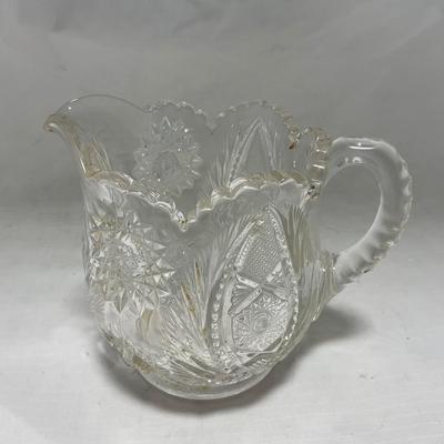 -91- Clear Cut Glass | Sugar & Creamer Set