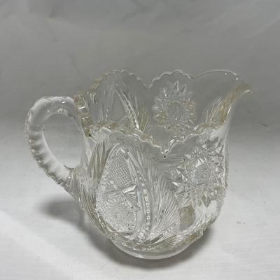 -91- Clear Cut Glass | Sugar & Creamer Set