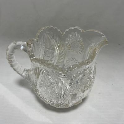 -91- Clear Cut Glass | Sugar & Creamer Set