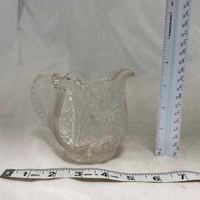 -91- Clear Cut Glass | Sugar & Creamer Set