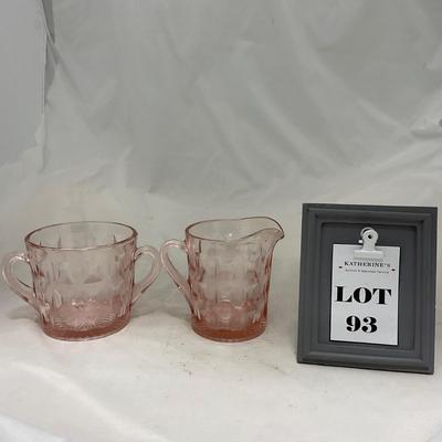 -93- Pink Depression Glass | Sugar & Creamer Set