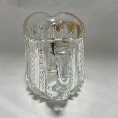 -94- Clear Glass with Gold Accents | Covered Butter Dish | Creamer & Sugar | Lidded Jar