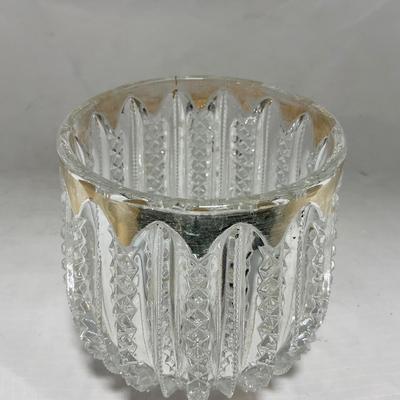 -94- Clear Glass with Gold Accents | Covered Butter Dish | Creamer & Sugar | Lidded Jar