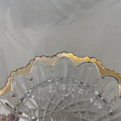 -94- Clear Glass with Gold Accents | Covered Butter Dish | Creamer & Sugar | Lidded Jar