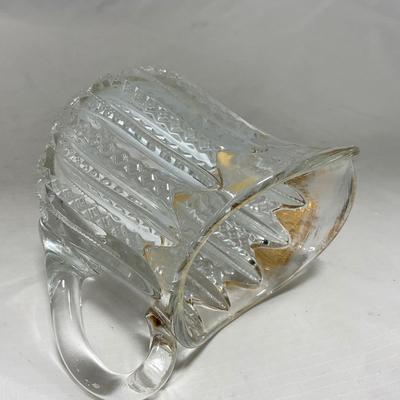 -94- Clear Glass with Gold Accents | Covered Butter Dish | Creamer & Sugar | Lidded Jar