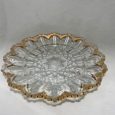 -94- Clear Glass with Gold Accents | Covered Butter Dish | Creamer & Sugar | Lidded Jar