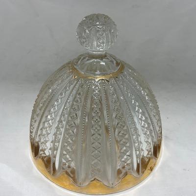 -94- Clear Glass with Gold Accents | Covered Butter Dish | Creamer & Sugar | Lidded Jar
