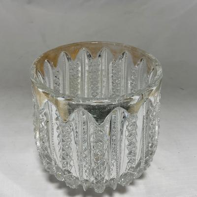 -94- Clear Glass with Gold Accents | Covered Butter Dish | Creamer & Sugar | Lidded Jar