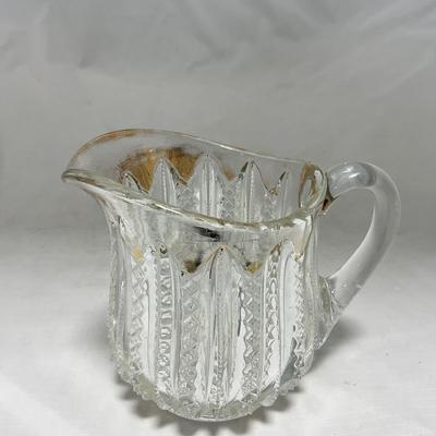 -94- Clear Glass with Gold Accents | Covered Butter Dish | Creamer & Sugar | Lidded Jar
