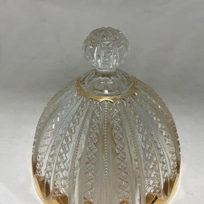 -94- Clear Glass with Gold Accents | Covered Butter Dish | Creamer & Sugar | Lidded Jar