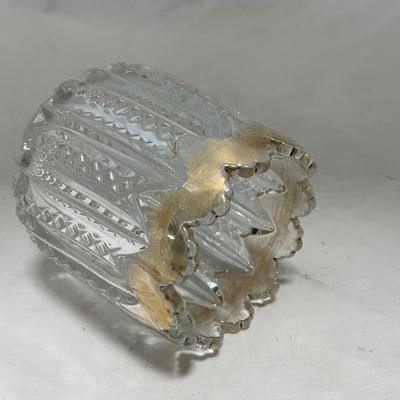 -94- Clear Glass with Gold Accents | Covered Butter Dish | Creamer & Sugar | Lidded Jar