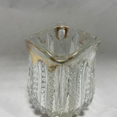-94- Clear Glass with Gold Accents | Covered Butter Dish | Creamer & Sugar | Lidded Jar