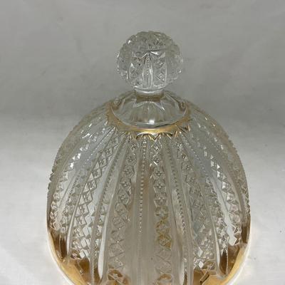 -94- Clear Glass with Gold Accents | Covered Butter Dish | Creamer & Sugar | Lidded Jar