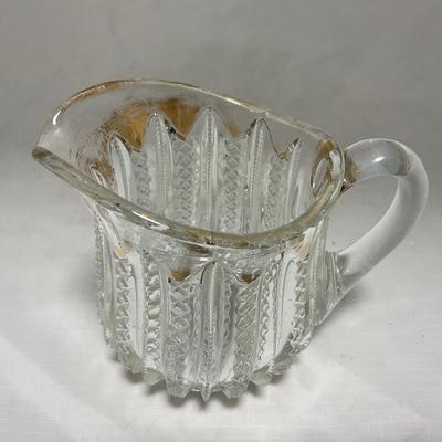-94- Clear Glass with Gold Accents | Covered Butter Dish | Creamer & Sugar | Lidded Jar