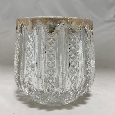 -94- Clear Glass with Gold Accents | Covered Butter Dish | Creamer & Sugar | Lidded Jar