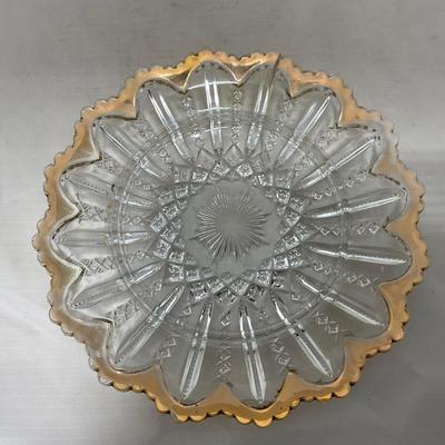 -94- Clear Glass with Gold Accents | Covered Butter Dish | Creamer & Sugar | Lidded Jar