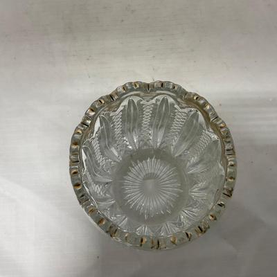 -94- Clear Glass with Gold Accents | Covered Butter Dish | Creamer & Sugar | Lidded Jar