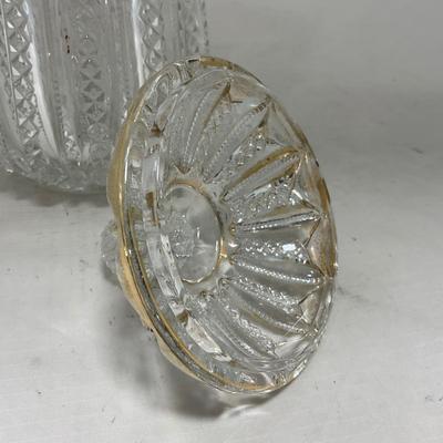 -94- Clear Glass with Gold Accents | Covered Butter Dish | Creamer & Sugar | Lidded Jar