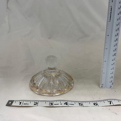 -94- Clear Glass with Gold Accents | Covered Butter Dish | Creamer & Sugar | Lidded Jar