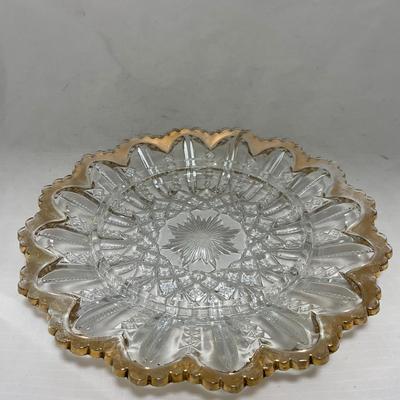 -94- Clear Glass with Gold Accents | Covered Butter Dish | Creamer & Sugar | Lidded Jar