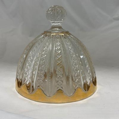 -94- Clear Glass with Gold Accents | Covered Butter Dish | Creamer & Sugar | Lidded Jar