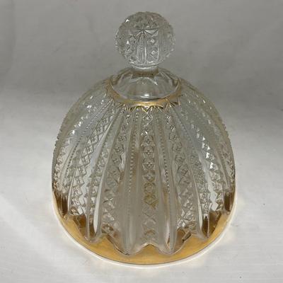 -94- Clear Glass with Gold Accents | Covered Butter Dish | Creamer & Sugar | Lidded Jar