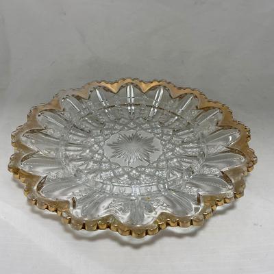 -94- Clear Glass with Gold Accents | Covered Butter Dish | Creamer & Sugar | Lidded Jar