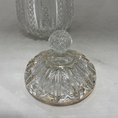 -94- Clear Glass with Gold Accents | Covered Butter Dish | Creamer & Sugar | Lidded Jar