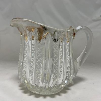-94- Clear Glass with Gold Accents | Covered Butter Dish | Creamer & Sugar | Lidded Jar